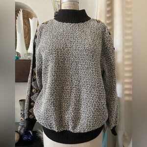 St. John Collection by Marie Gray Vintage Knit Sweater with Leather Accents